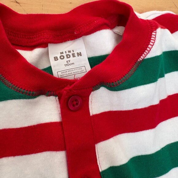 Mini Boden Lot of 2 Pajama Holiday Striped Christmas Unisex Size 4-5Y - Picture 6 of 8